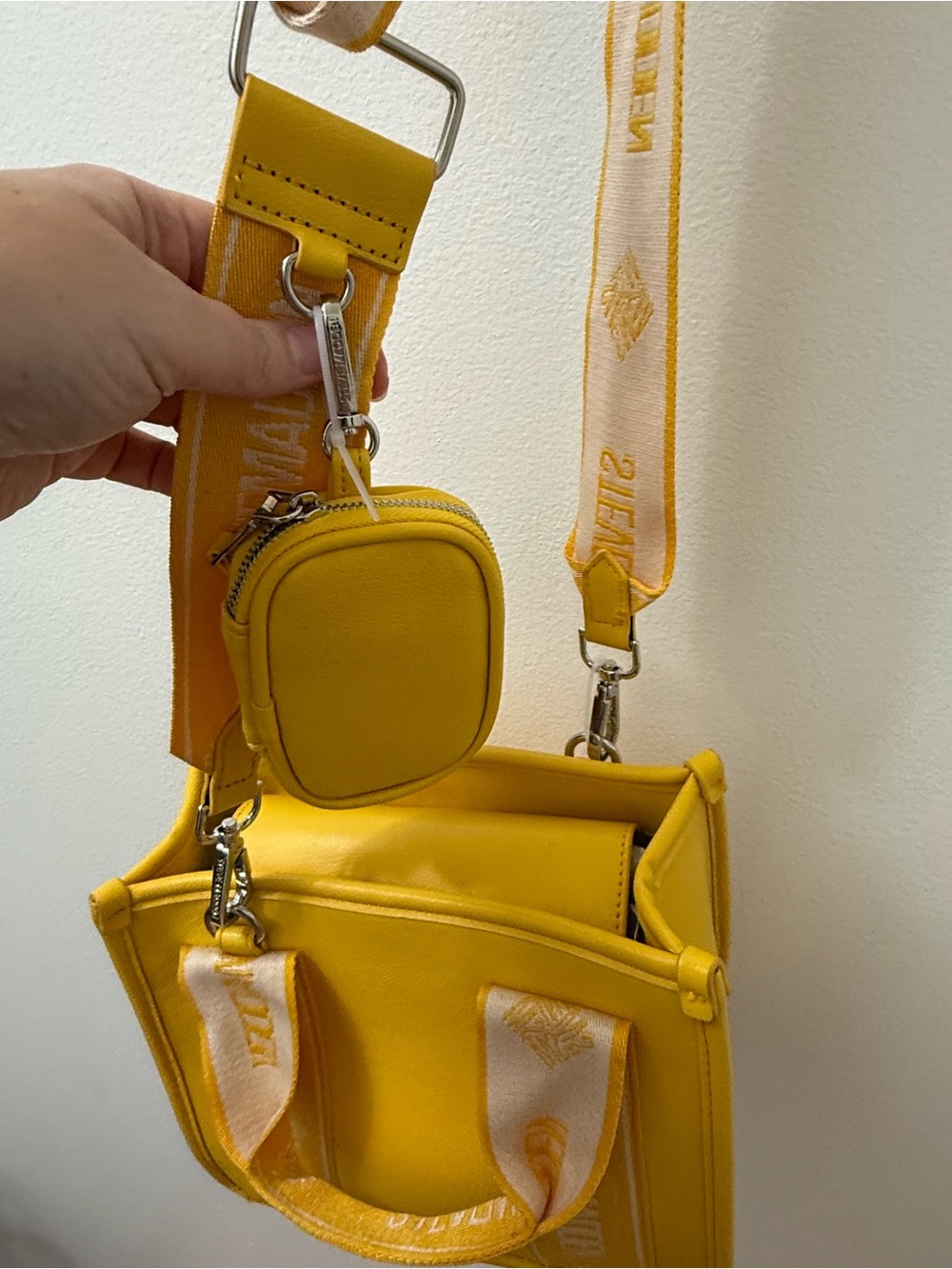 Steve Madden NWT Bwebberp Mini Crossbody Tote Bag with Coin Pouch - Mustard Yell - Picture 7 of 13